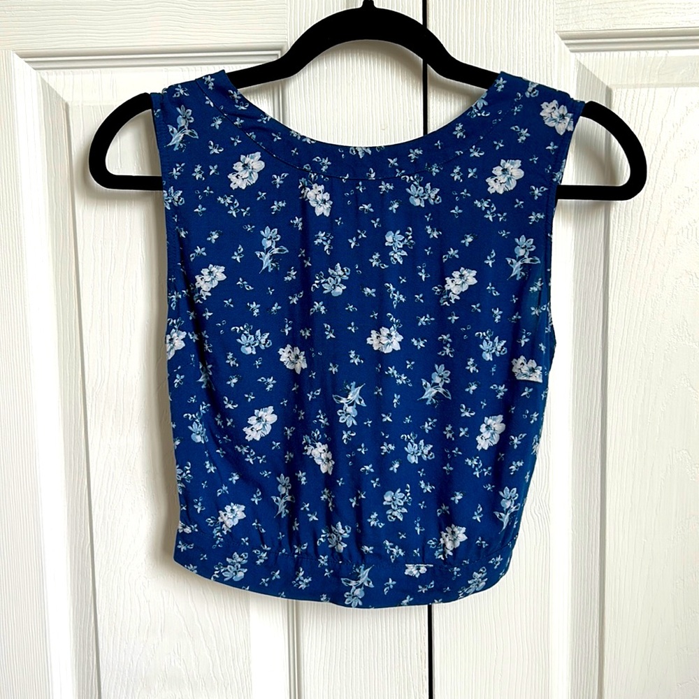 Blue Cropped Tie Shirt
